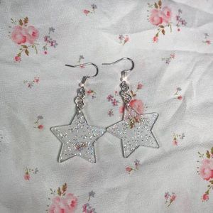 glittery star earrings